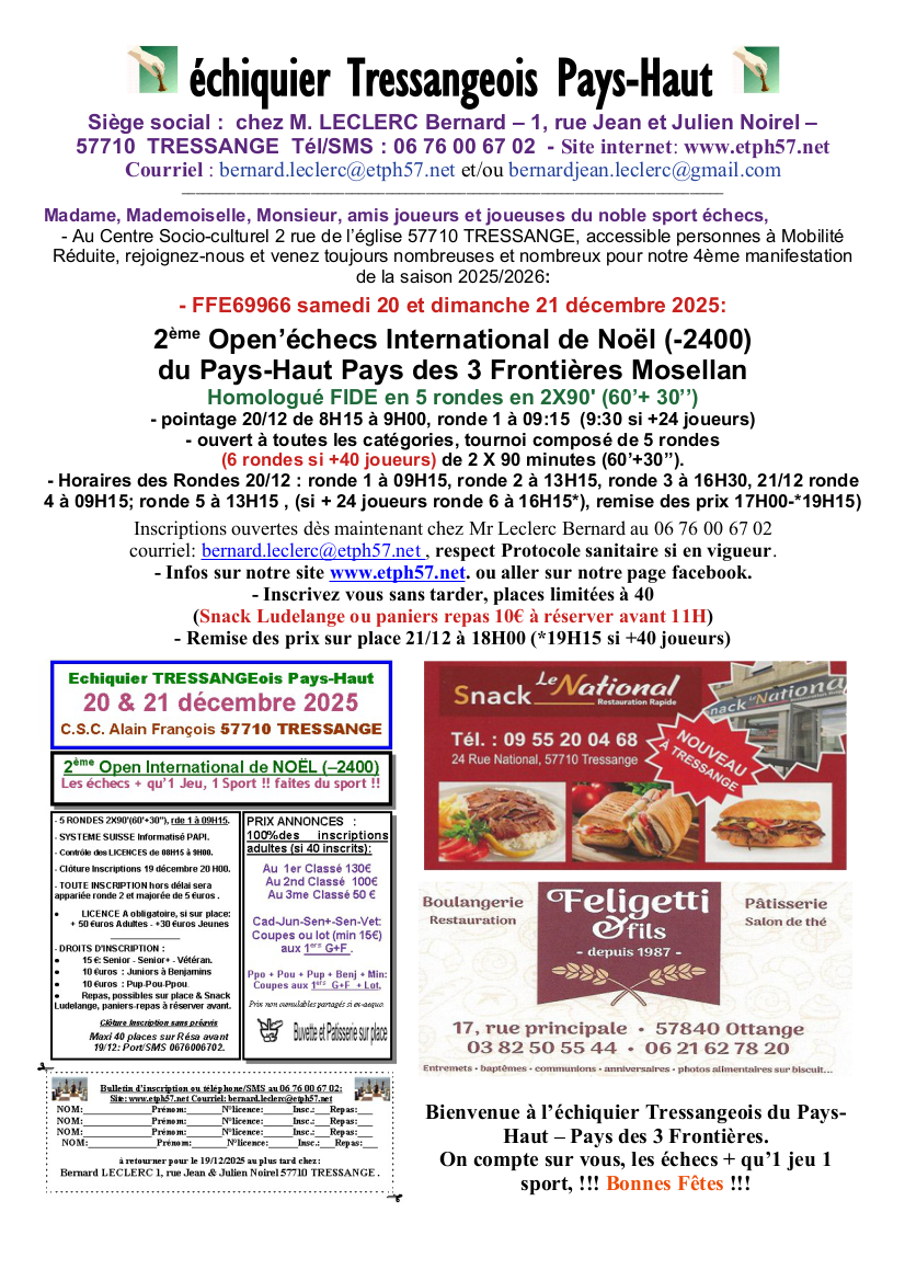 2ème Open de Noël du Pays-Haut Pays des 3 Frontières