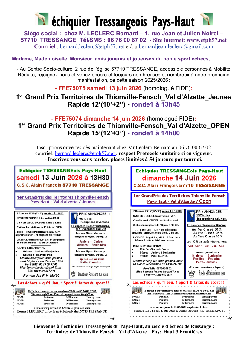 1er GrandPrix des Territoires Thionville-Fensch et Val d'Alzette Jeunes