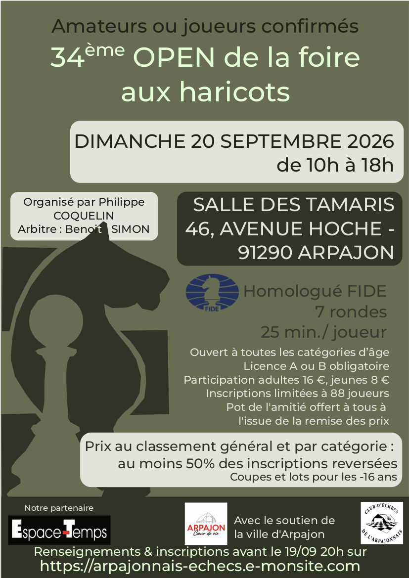 34ème Open Arpajonnais de la foire aux haricots