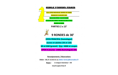 3ème open rapide de Fismes, 08/01/2023