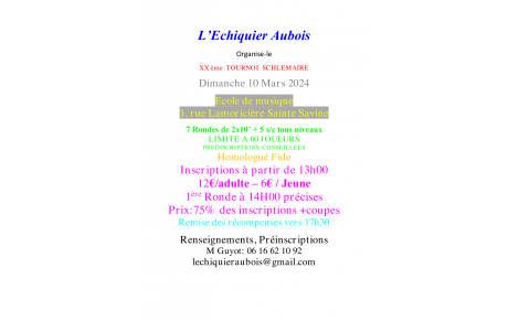 XXème Tournoi Schlemaire, Sainte Savine, 10/03/2024